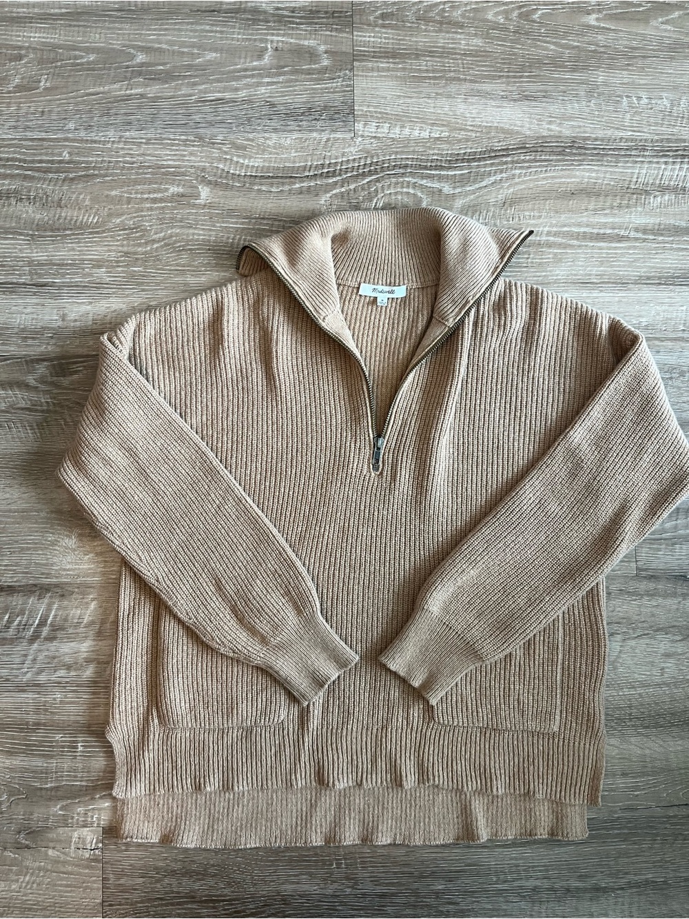 Madewell tan medium women’s quarter zip wool blend